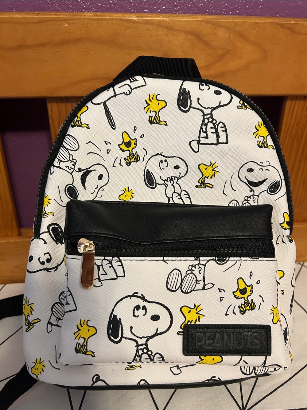 Peanuts White & Black Snoopy and Woodstock Mini Backpack